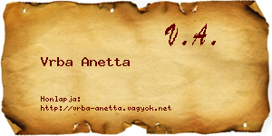 Vrba Anetta névjegykártya